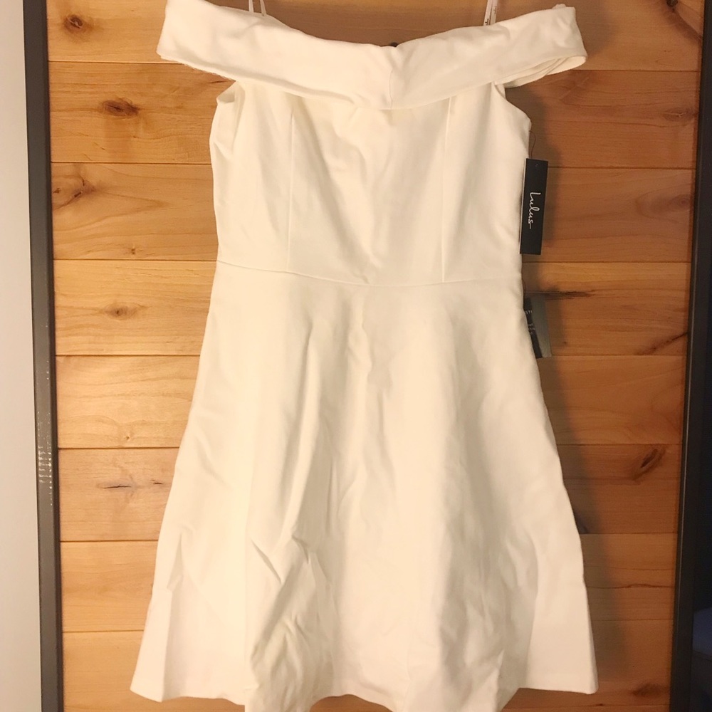Lulus Off the Shoulder Skater Dress - White, M